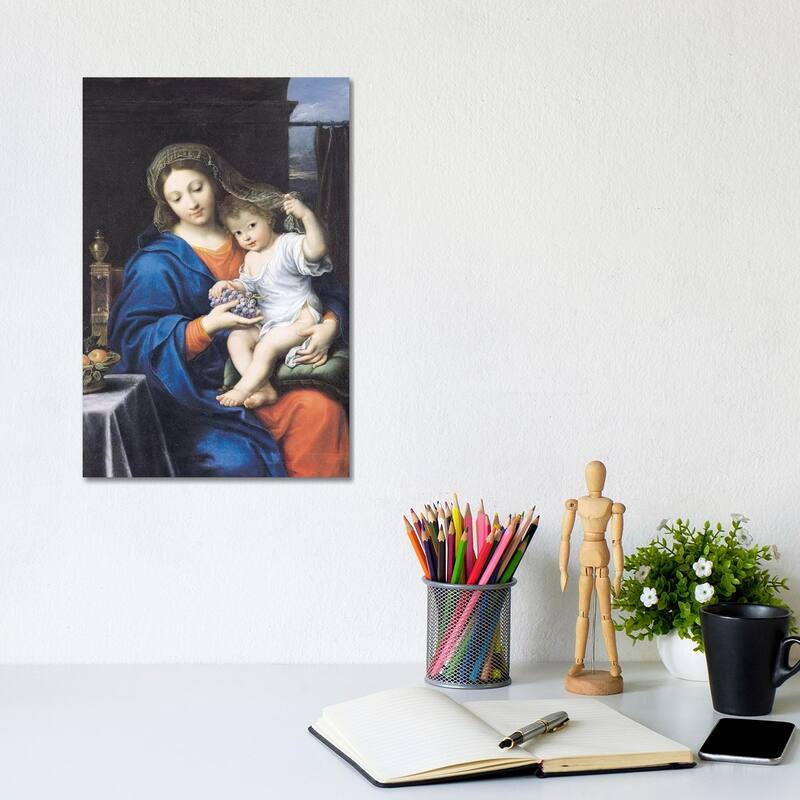 iCanvas "The Virgin of the Grapes, 1640-50 " by Pierre Mignard Canvas Print - 12x8x0.75