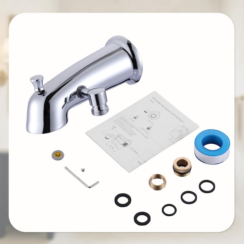 WOWOW Integrated Diverter Bathtub Spout with Showerhead Connection