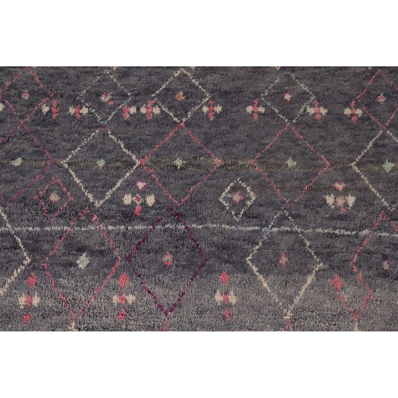 Plush Moroccan Area Rug Handmade Wool Carpet - 6'2" x 9'11"