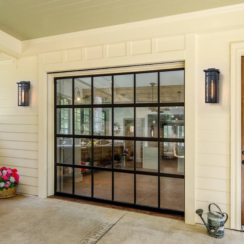 C Cattleya 2 Pack Matte Black Outdoor Wall Lantern Sconces with Water Glass