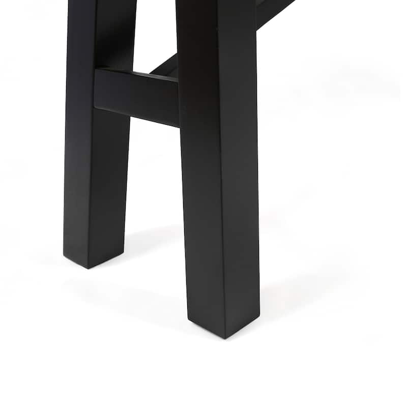Roomfitters Outdoor Acacia Wood Patio Bench with Slat Panel Seat and Black Metal Legs