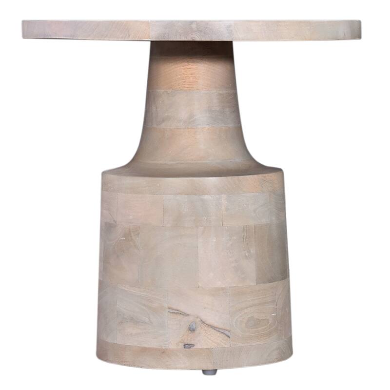 Solid Wood Round Side Table with Pedestal Base