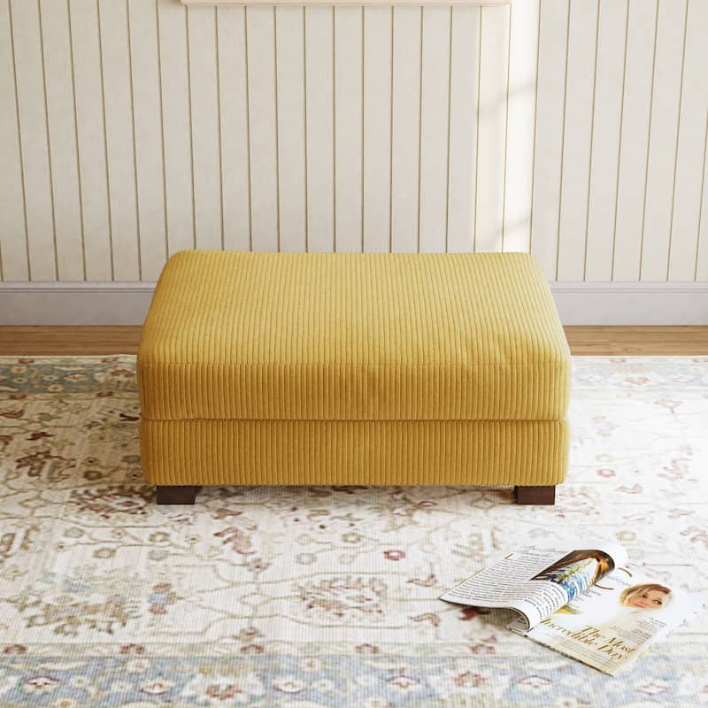 Modern Corduroy Fabric Oversized Accent Ottoman