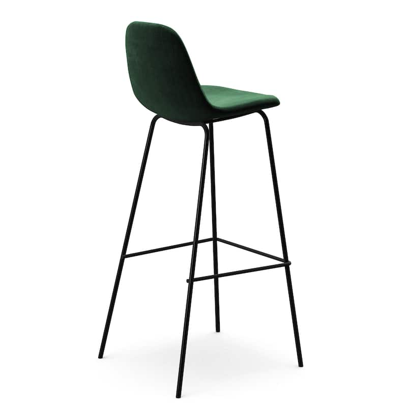 Maxine Velvet Bar Height Stools Black Legs (Set of 2)