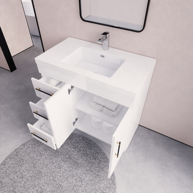Eliza 36'' Freestanding Vanity(Left Drawers) with Single Sink
