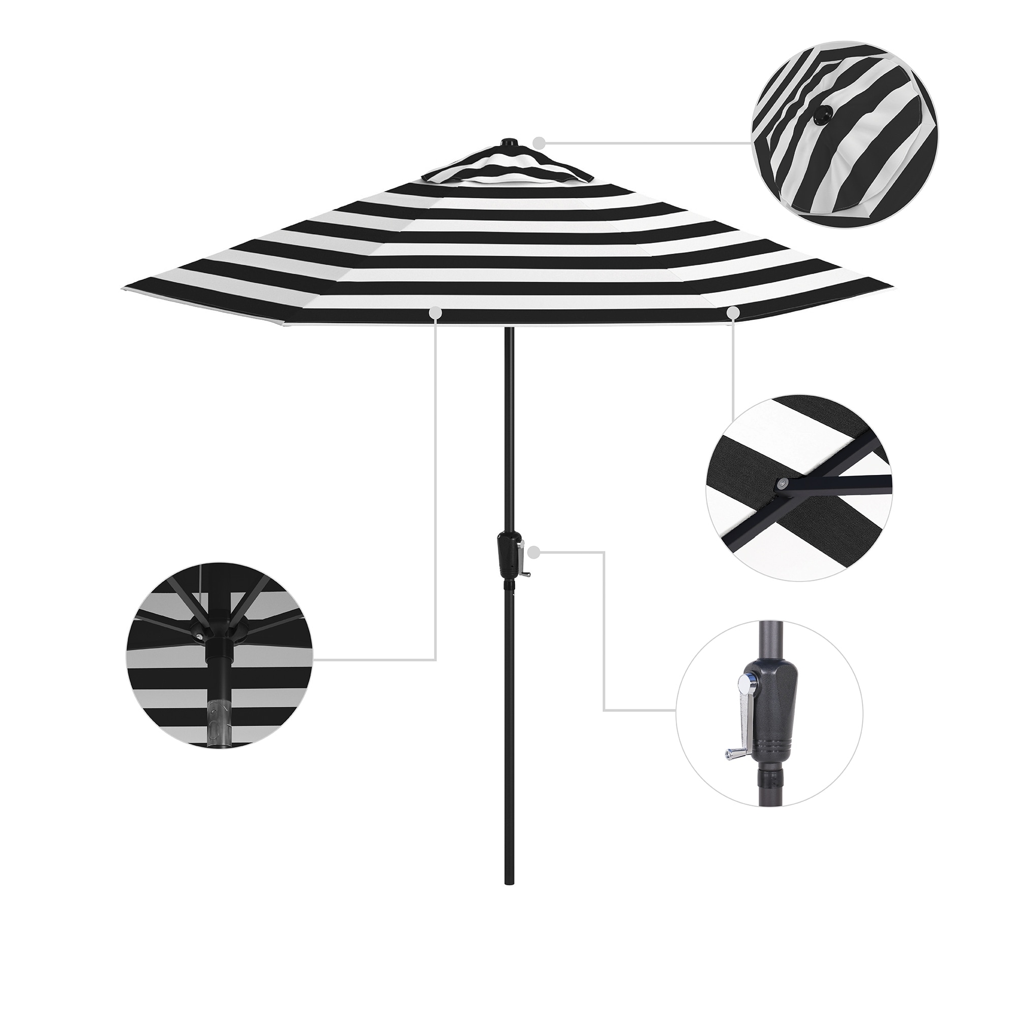 black patio umbrella 9 ft Outsunny 9' Outdoor with UPF 30+, Easy Tilt & Vented Canopy Its time to put the finishing touch on your patio Sun-Ray 9 ft. Round Market