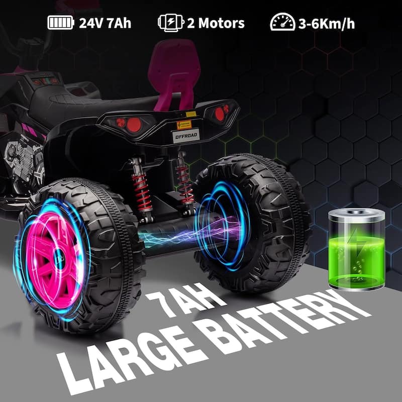 24V 2 Seat Ride on Toys Kids ATV 4 Wheel Quad Bike for Kids Best Gift