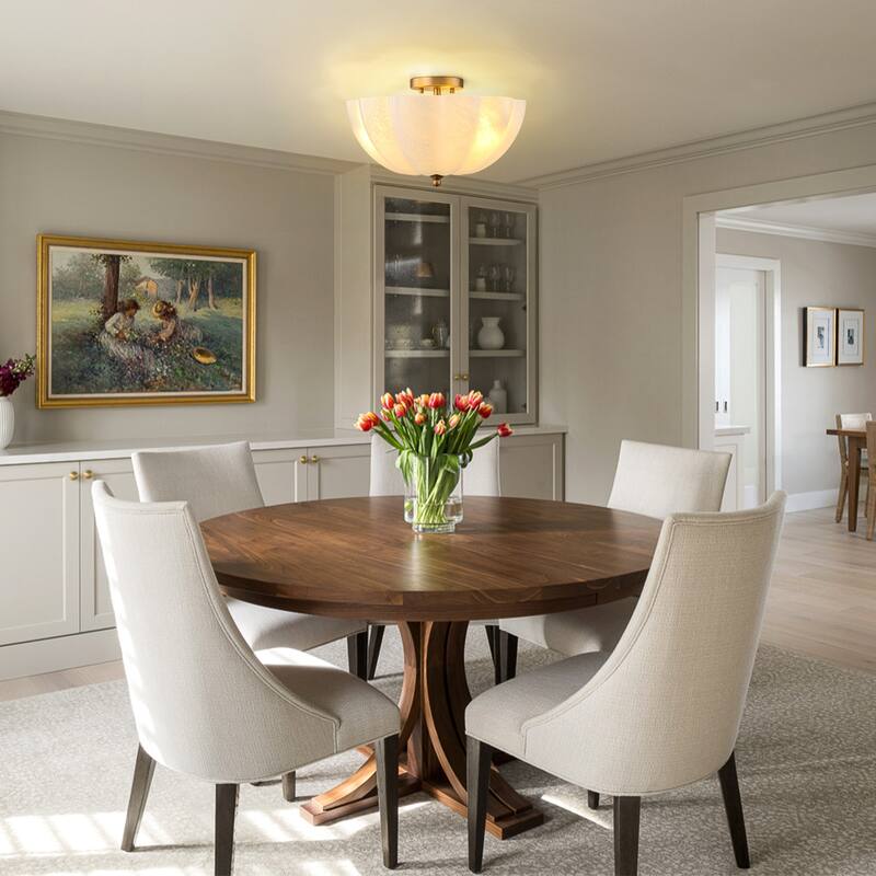 3 Light Glass Ceiling Light Fixture Gold Semi Flush Mount Ceiling Light Fixture