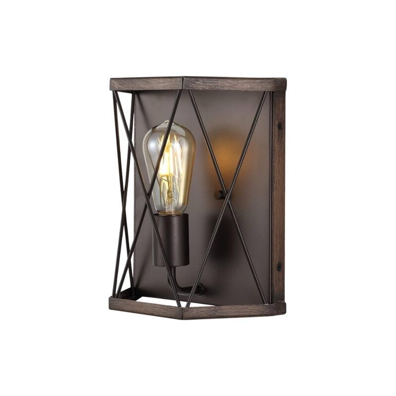 1 Light wall sconce wood finished wall lighting metal bathroom sconces