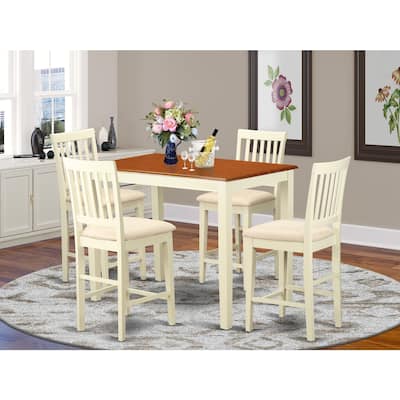 HomeStock 5-Pc Buttermilk and Cherry Solid Wood Top - Dining Room Set - Seats 4