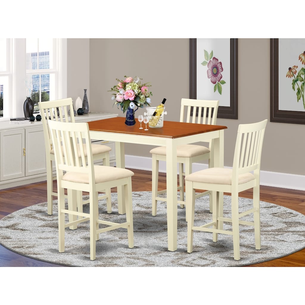 HomeStock 5-Pc Buttermilk and Cherry Solid Wood Top - Dining Room Set - Seats 4