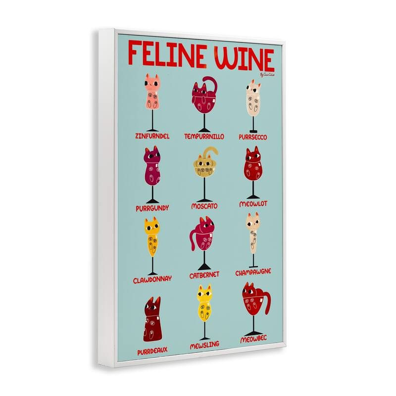Stupell Clever Feline Wine Drinks Framed Giclee Art Design By Carrie Cantwell