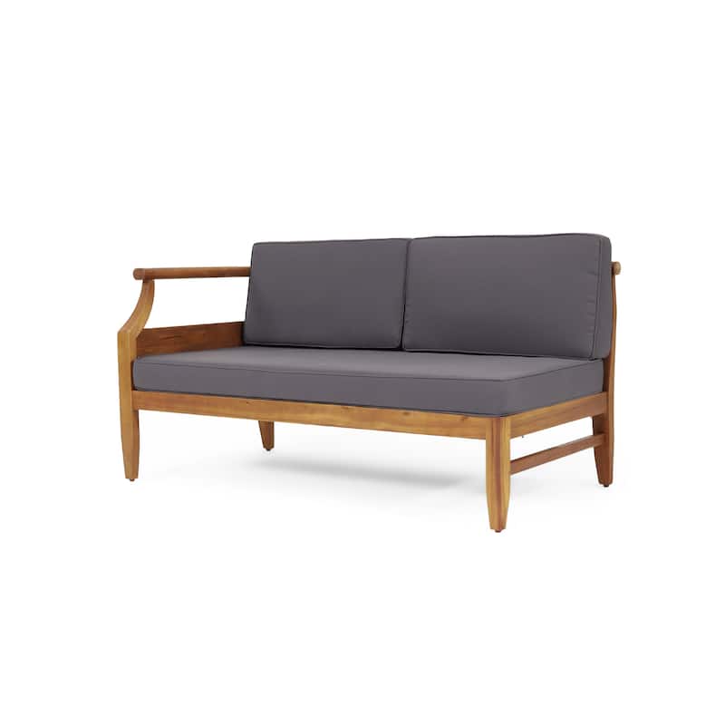 Aston Outdoor Acacia Wood Chat Set with Cushions by Christopher Knight Home