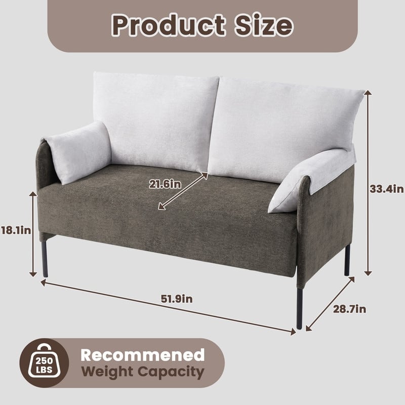 Two-Tone Loveseat Sofa with Wrapped Armrests