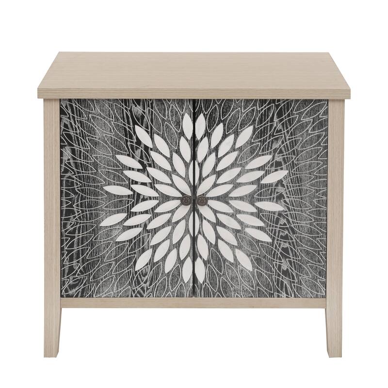 Roomfitters 2-Door Accent Storage Cabinet, Modern Carved Buffet Sideboard with Adjustable Shelf