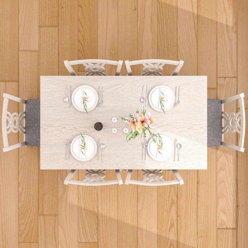 Javlergo 67 Inch Modern Wood Dining Table, Solid Wood Rectangular Dining Table for Kitchen