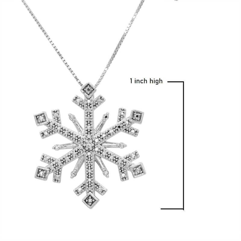 Diamond Snowflake Pendant in Sterling Silver on an 18 inch Sterling Silver Box Chain