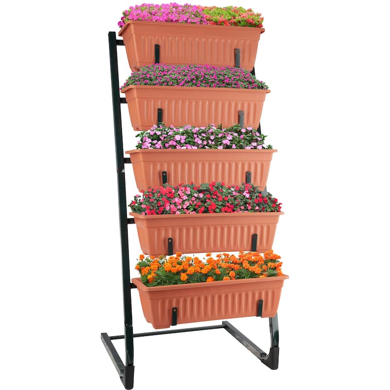 Raised Garden Beds - 5 Tier Vertical Garden Planter by Pure Garden (Terracotta) - 5-Tier