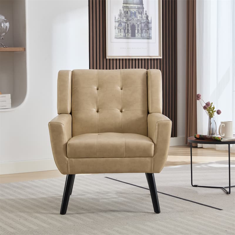 Modern Soft Teddy Material Ergonomics Accent Chair - khaki