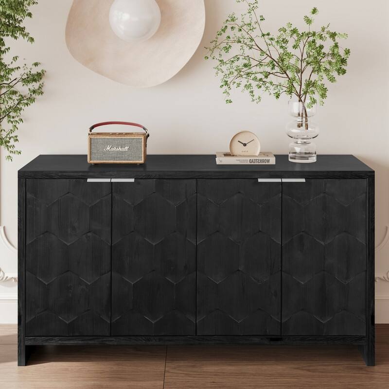 Accent Cabinet 4 Door Wooden Cabinet Sideboard Buffet Server Cabinet Storage cabinet