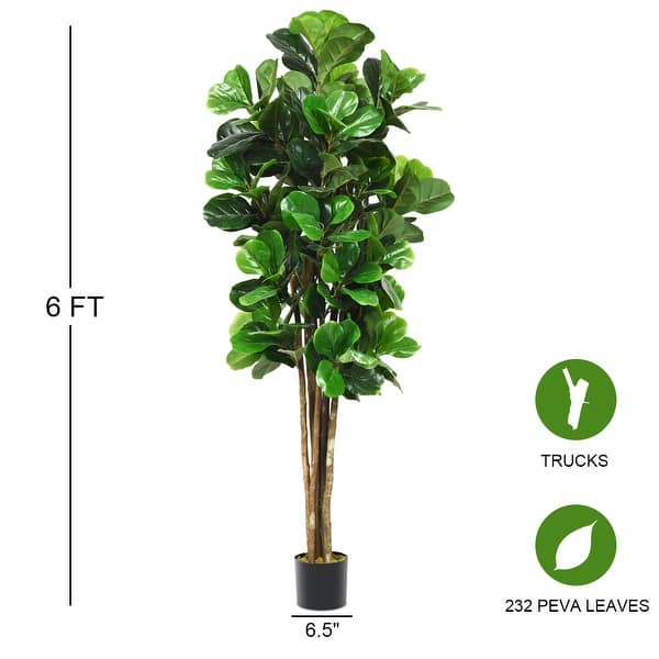 Shop Gymax 6 Feet Artificial Fiddle Leaf Fig Tree Indoor Outdoor
