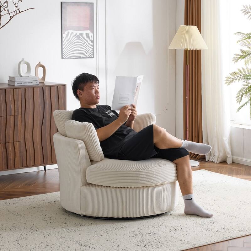 Velvet Crescent Upholstered Swivel Accent Chair