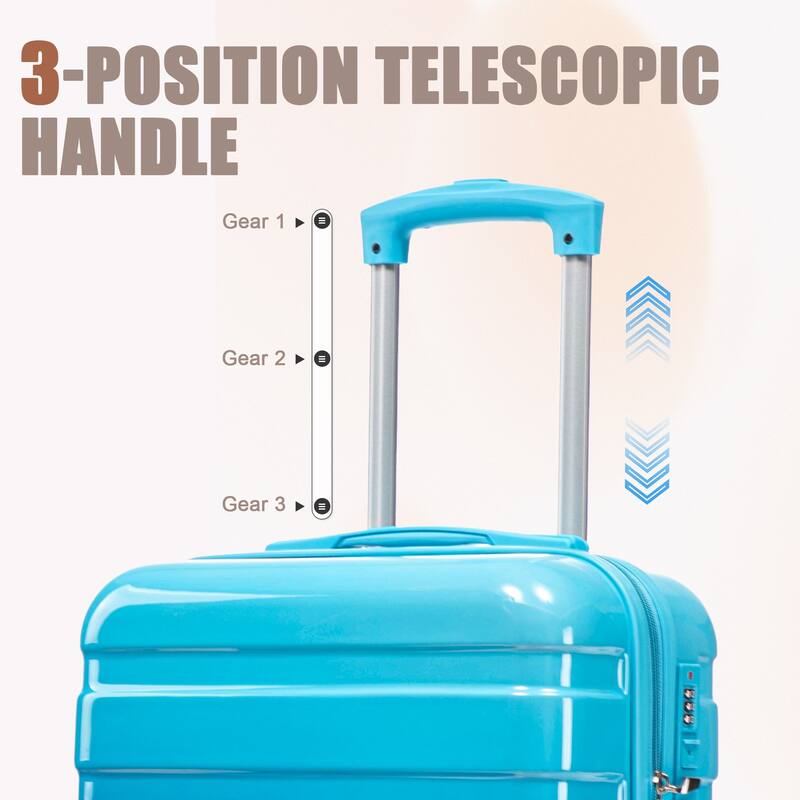 14In 20In 2 pcs in PC Spinner Wheel Luggage, Carry on Suitcase, With Gradient Color and Combination Lock