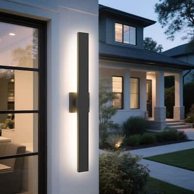 1-Light Black/White Aluminum LED Outdoor Wall Sconce