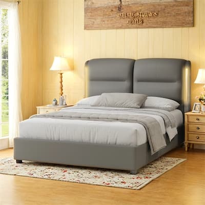 Upholstered Queen Size Hydraulic Platform Bed with Lift Up Storage