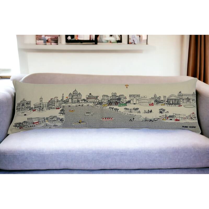 HomeRoots 46" White Rome Daylight Skyline Lumbar Decorative Pillow