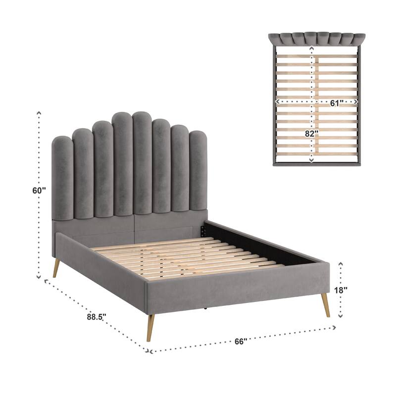 Eggleston Art Deco Velvet Upholstered Platform Bed by iNSPIRE Q Bold
