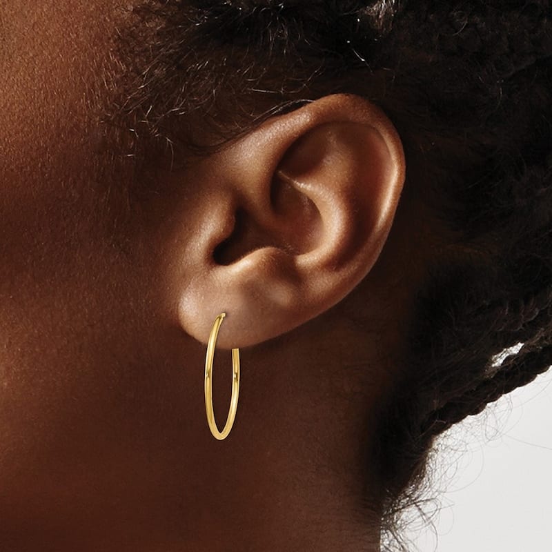 Curata 14k Yellow Gold Polished 1.25x25mm Endless Hoop Earrings