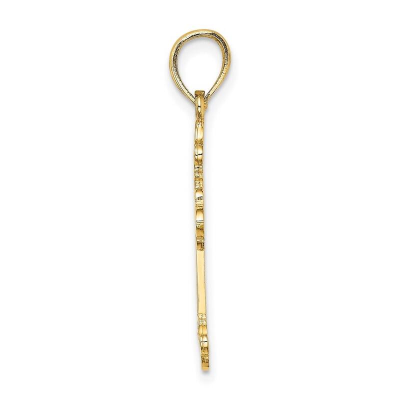 Curata 14k Yellow Gold Polished Flat Cut-out Budded Cross Necklace 18mm x 22mm