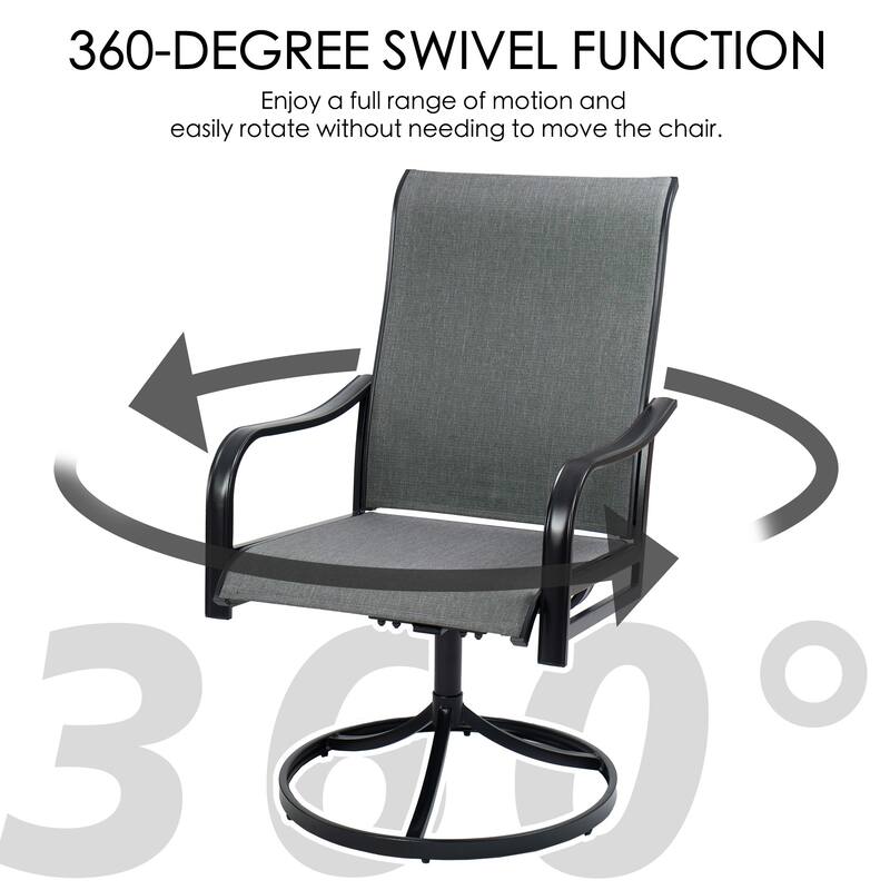 Kozyard 2Packs Patio Swivel Dining Chairs Swivel Chairs Breathable Textilene Rocker Chair for Lawn Porch Garden Deck