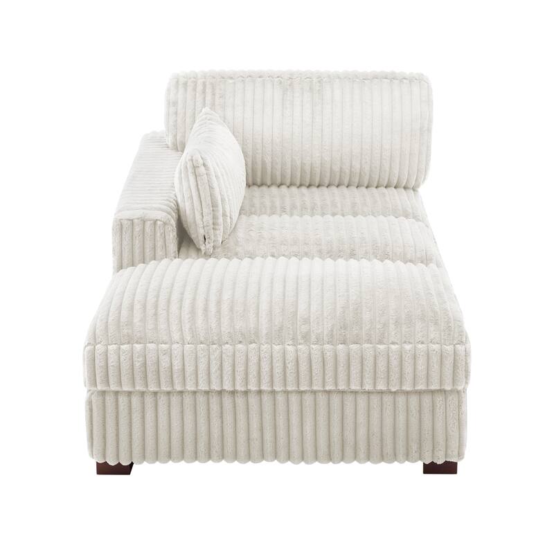 41" W Plush Corduroy Chaise Lounge with Pillows