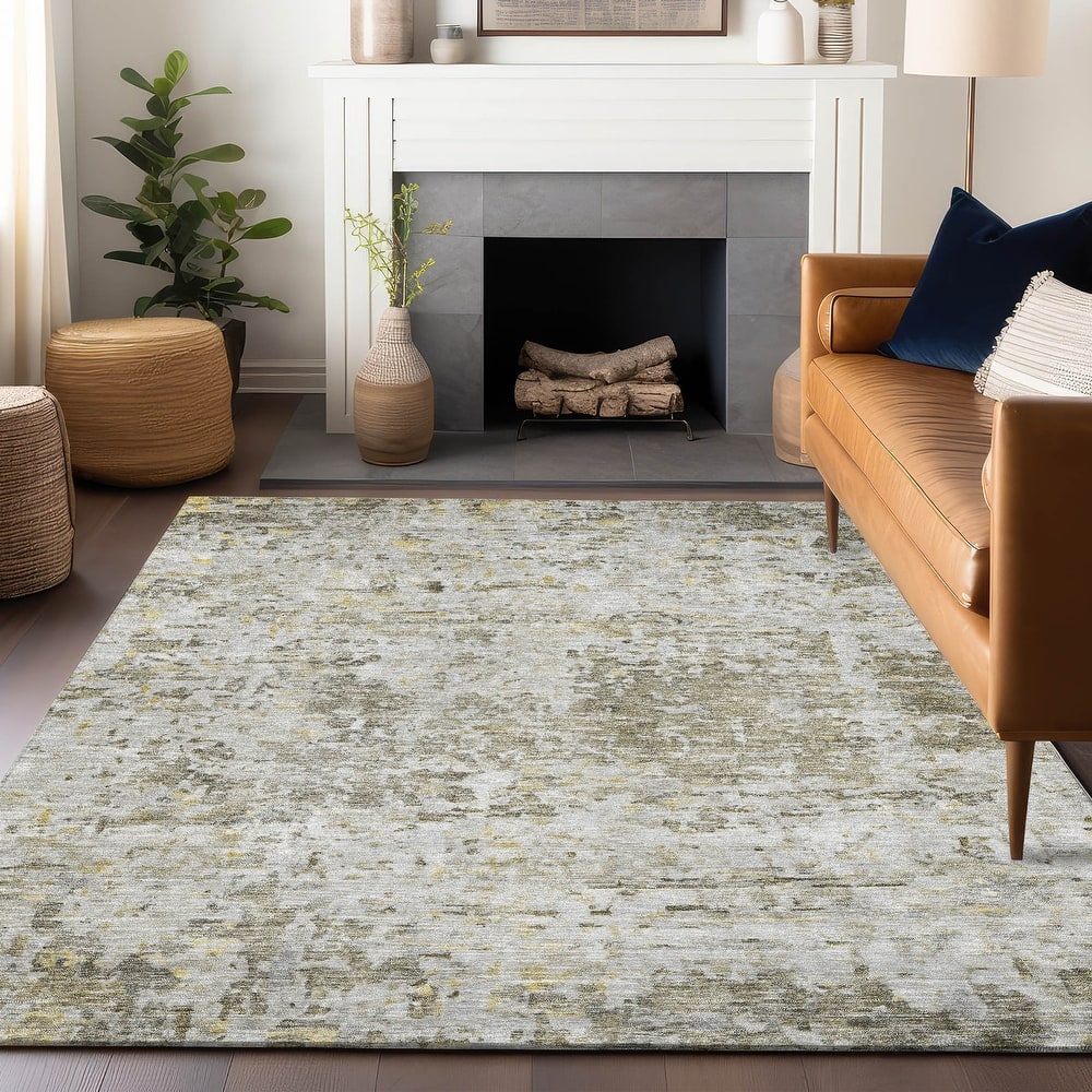 Machine Washable Indoor/ Outdoor Abstract Modern Chantille Rug