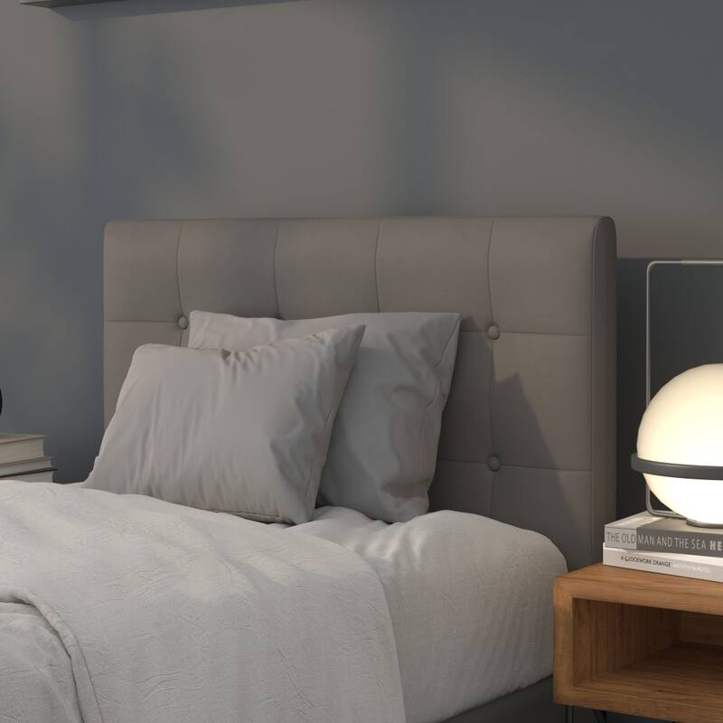 Button Tufted Upholstered Headboard - Gray - Twin