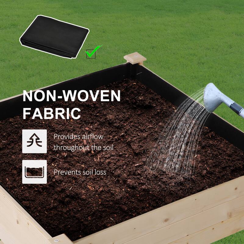 Outsunny 3 ft. x 3 ft. Raised Garden Bed with Storage Shelf for Limited Spaces, Wooden Square Planter Box