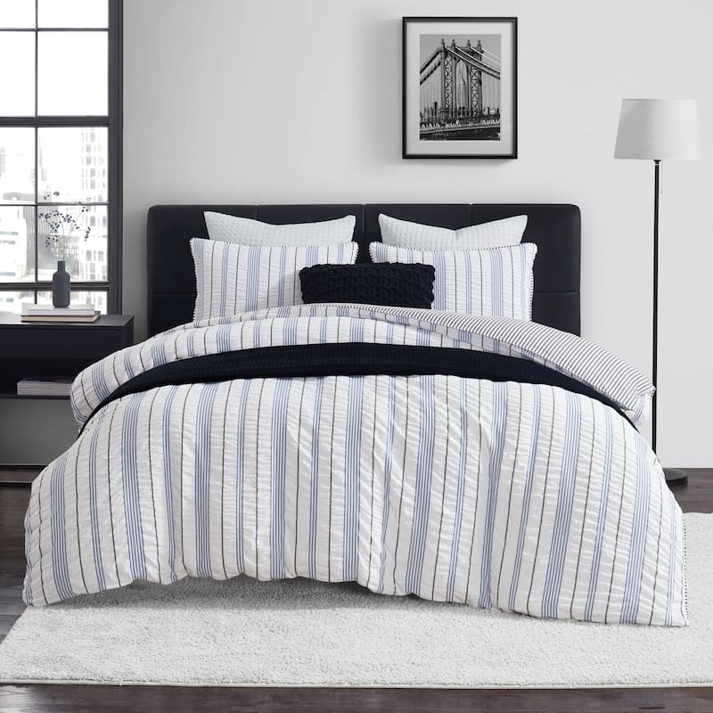 DKNY Seersucker Stripe Duvet Set - Queen