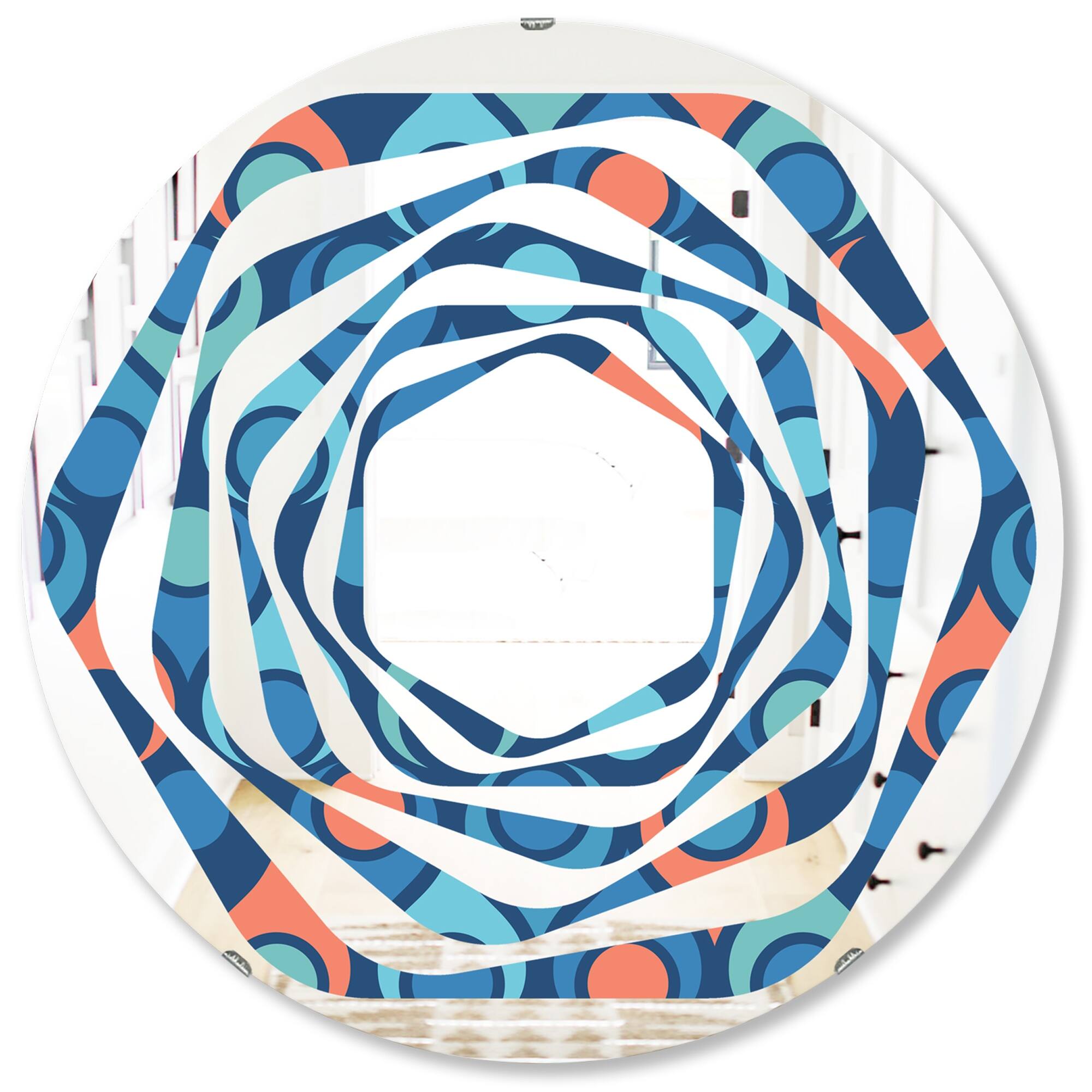 Designart 'Retro Abstract Drops X' Printed Modern Round or Oval Wall ...