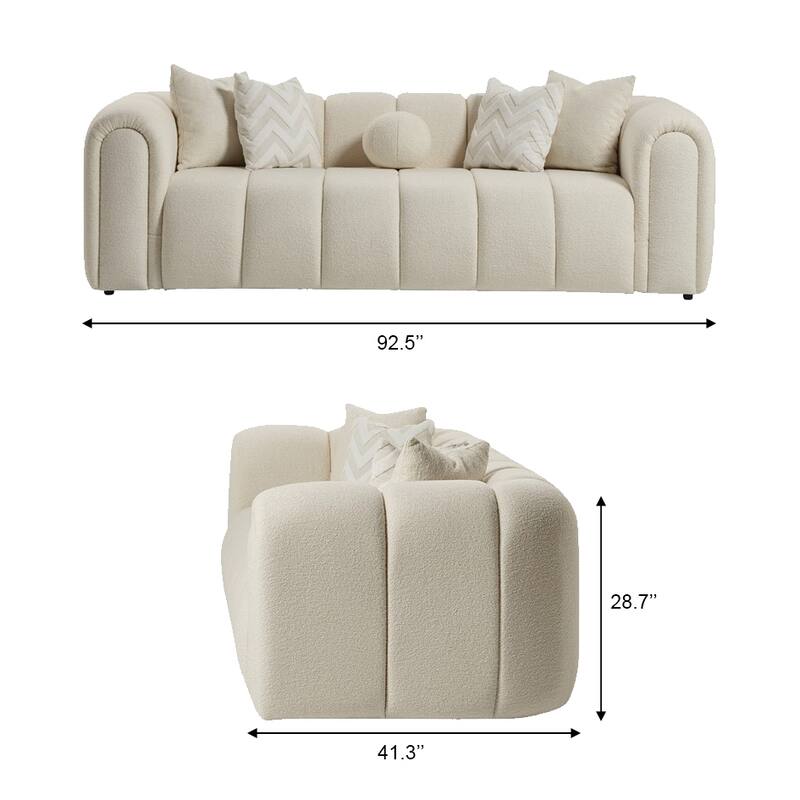 Sacramento Luxurious Modern Tufted Boucle Sectional Sofa with Chaise and Pillows