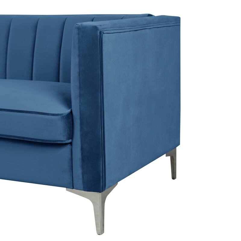 Morden Fort Modern 2 Pieces of Chair and Loveseat Set with Dutch Velvet Grey, Iron Legs