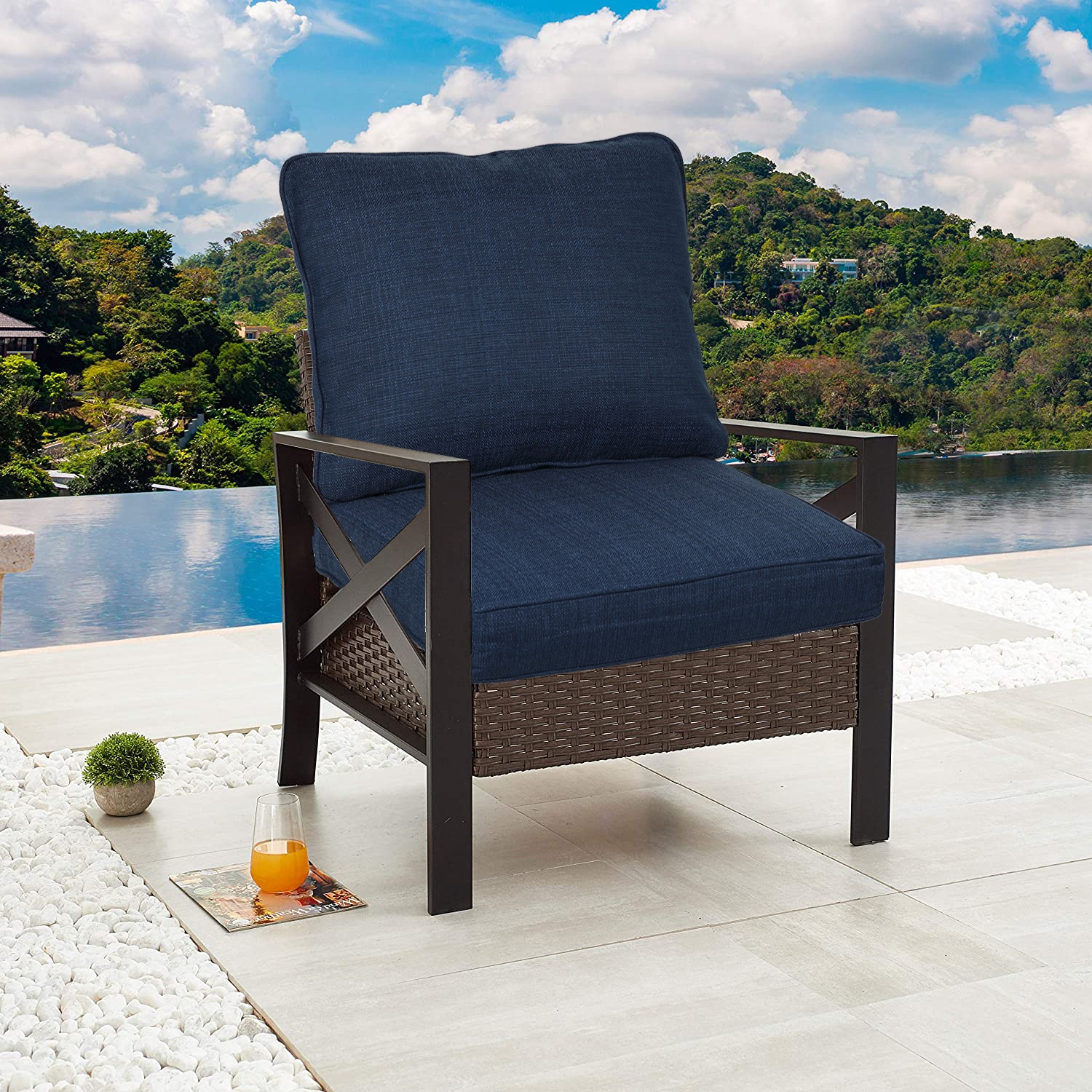 Navy blue deep seat hotsell & back cushion set