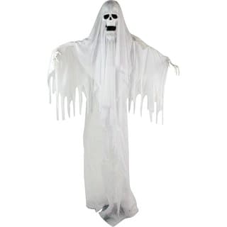 Haunted Hill Farm Life Size Animatronic Reaper, Indoor/Outdoor Halloween Decoration, Flashing White Eyes, Poseable, Battery