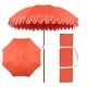 preview thumbnail 12 of 18, Horizon Coastal Scalloped Edge Beach Umbrella with Fringe, Push-Button Tilt, UV 50 Outdoor Canopy and Portable Carry Bag