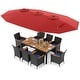 preview thumbnail 90 of 112, Costway 11 PCS Patio Wicker Dining Set with Double-Sided Outdoor - See Details Red+Navy
