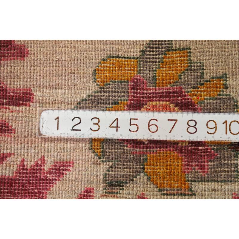 Hand Knotted Oriental 100% Wool Carpet Transitional All-Over Yellow & Gold Oushak Area Rug - 11' 10'' X 8' 10''