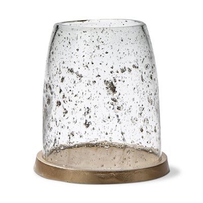 Pebble Clear Glass Hurricane Pillar Candle Holder Small, 5.0L x 5.0W x 5.5H Inches