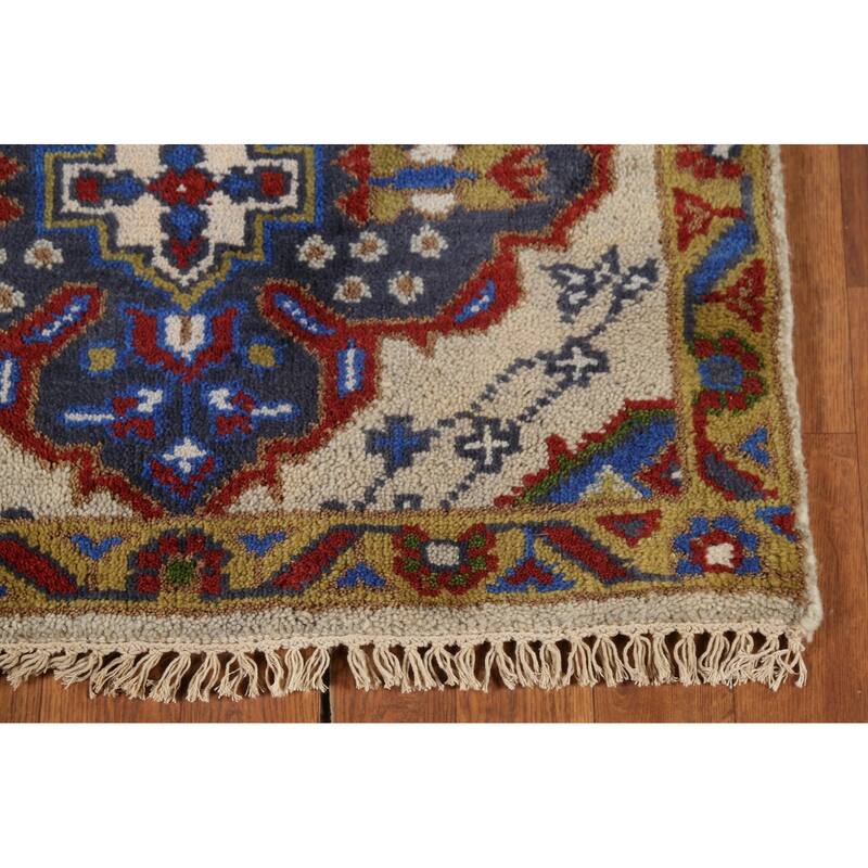 Geometric Kazak Runner Rug Hand-Knotted Wool Carpet - 2'7"x 9'11"