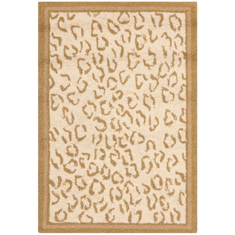 SAFAVIEH Handmade Chelsea Solar Garden Leopard French Country Wool Rug - 1'8" x 2'6" - Ivory